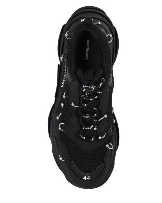 Balenciaga Black Triple S Piercing Lace-up Sneakers for men