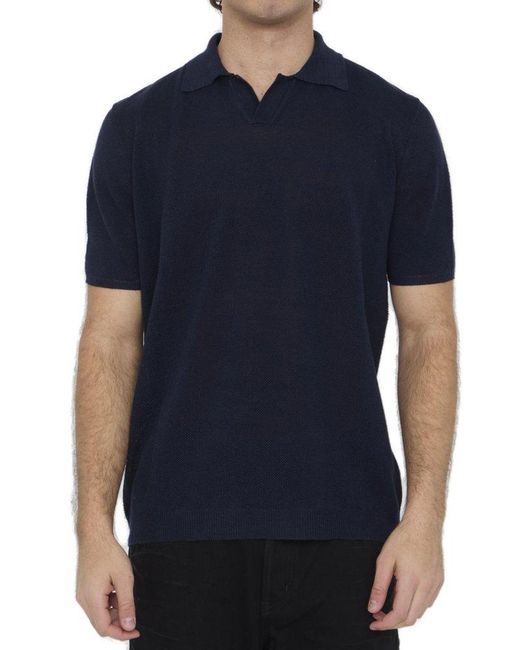 Roberto Collina Blue Knit Polo Shirt for men