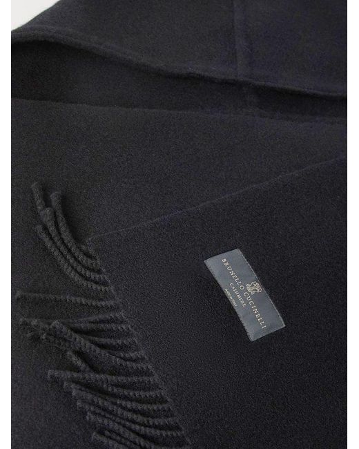 Brunello Cucinelli Black Hooded Wool And Cashmere Scarf
