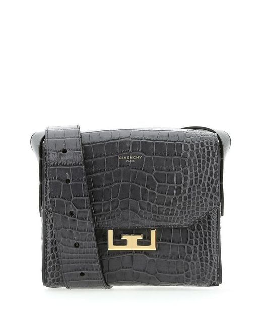 Givenchy Gray Eden Small Croc Effect Shoulder Bag