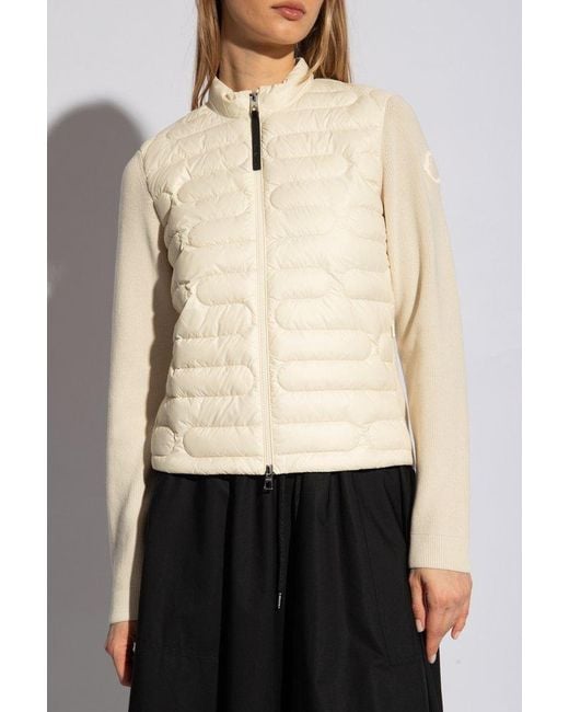 Moncler Natural Cardigan With Quilted Front,