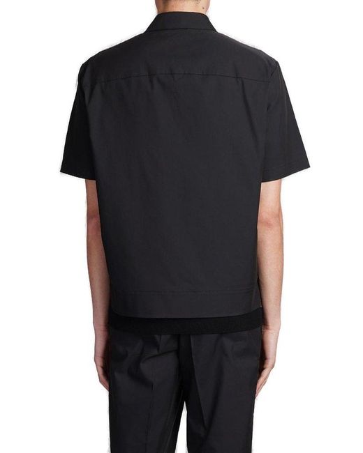 Neil Barrett Black Bomber Harrington Short-sleeved Zip-up Shirt for men