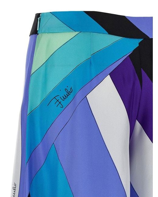 Emilio Pucci Blue Maddalena-Print Satin Trousers