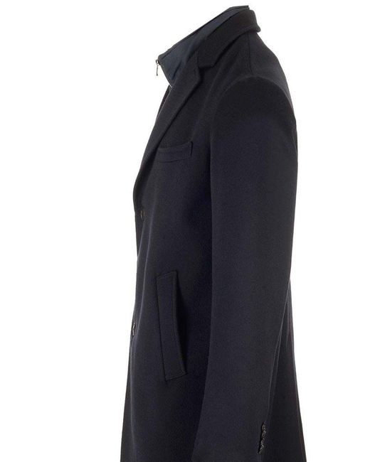Barba Napoli Blue Single-Breasted Tailored Coat for men