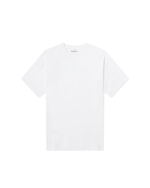 Acne White Crewneck Short-sleeved T-shirt for men