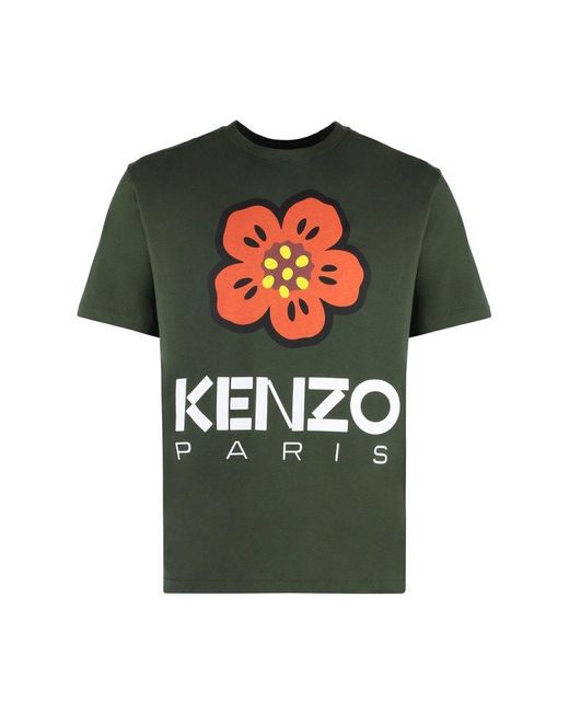 KENZO Green Cotton Crew-Neck T-Shirt for men