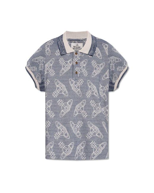 Vivienne Westwood Gray Orb Jacquard Short-sleeved Polo Shirt for men