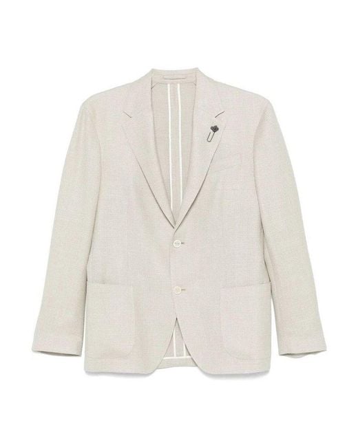 Lardini White Single-Breasted Blazer Jacket for men