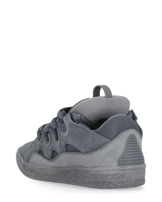 Lanvin Gray Curb Lace-up Sneakers