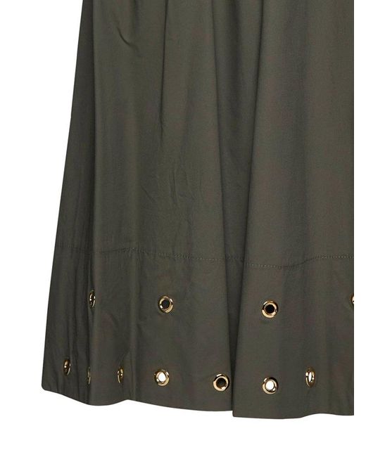 Kaos Green Eyelet Detail Midi Skirt