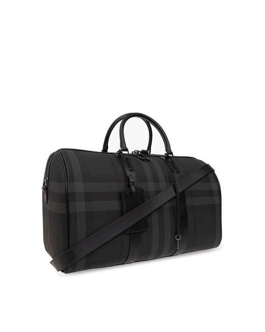 Burberry Black Checked Duffel Bag for men