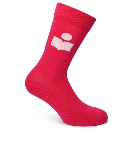 Isabel Marant Pink Logo Intarsia Knitted Socks