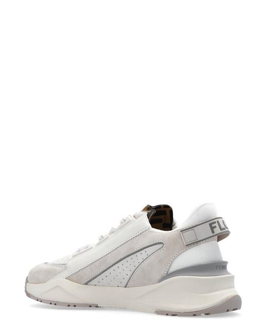 Fendi White Flow Panelled Low-top Sneakers