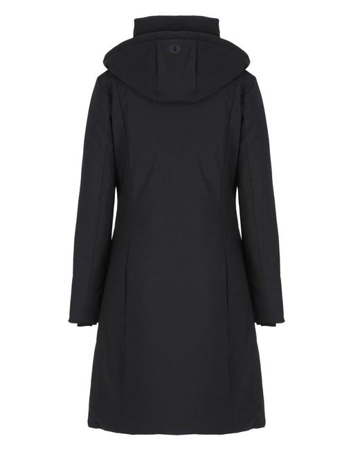 Save The Duck Black Zip Up Hooded Long Coat