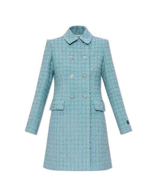 Versace Blue Tweed Coat,