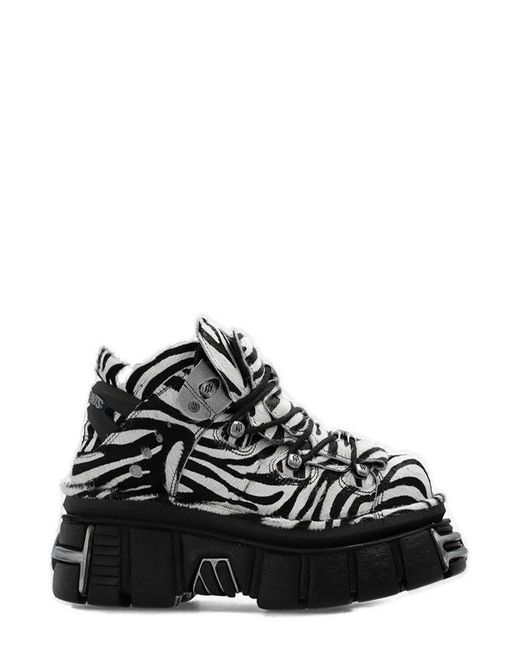 Vetements X New Rock Zebra Printed Platform Sneakers in Black | Lyst