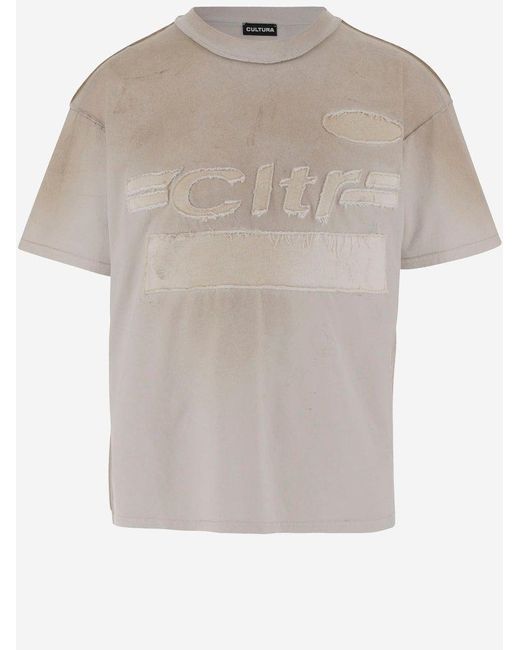 Cultura White Distressed Logo T-Shirt for men
