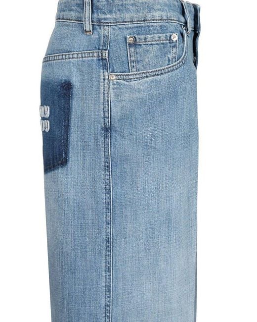 パンツ MIU MIU Women Straight Pants GWP394S23217GG F0076 BLUE STRAIGHT LEG JEANS – Suit Negozi Row