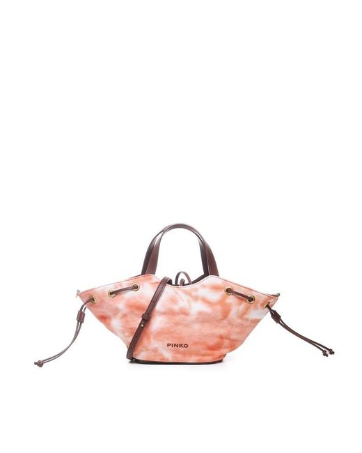 Pinko Pink Tie-dyed Drawstring Tote Bag