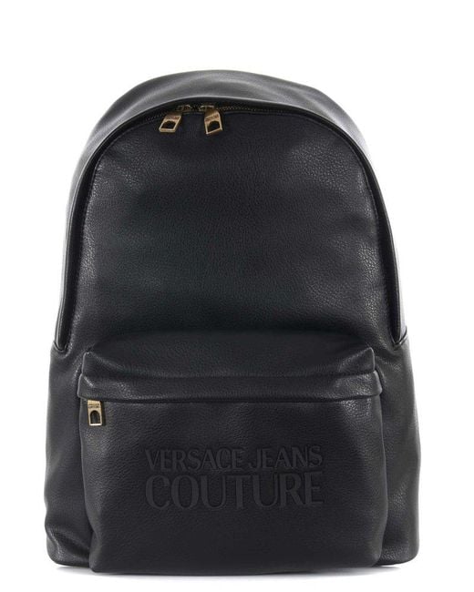 Versace Jeans Black Range Tactile Logo Zipped Backpack for men