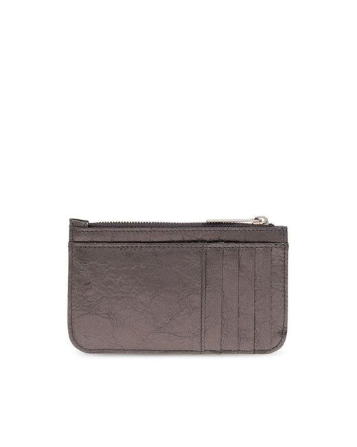 Balenciaga Gray Leather Card Case,