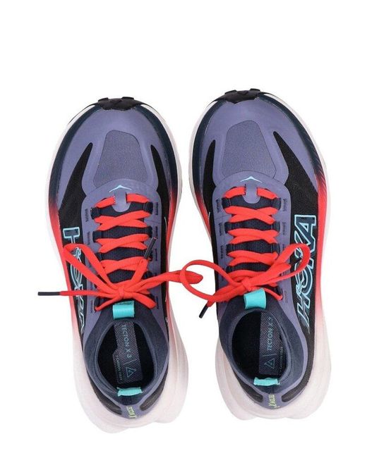 Hoka One One White Tecton X 3 Elasticated-Ankle Sock Sneakers