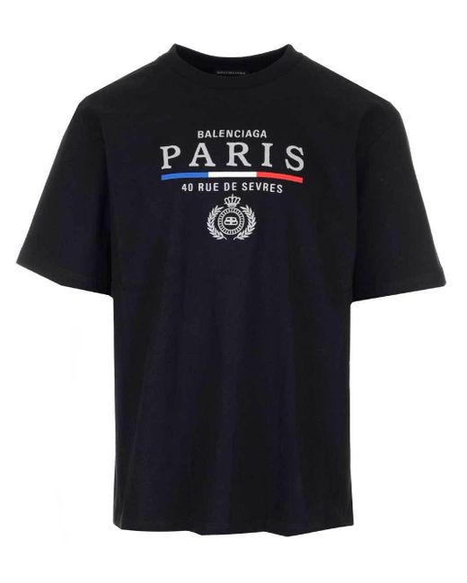 Balenciaga Black Paris Flag T Shirt for men