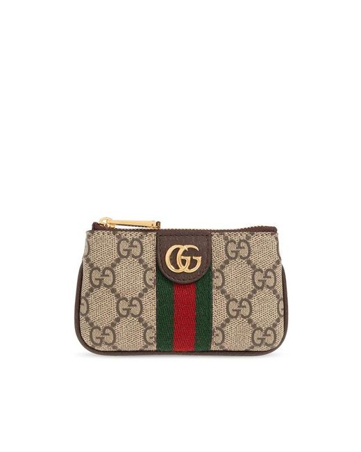 Gucci Gray Ophidia Logo Plaque Key Case