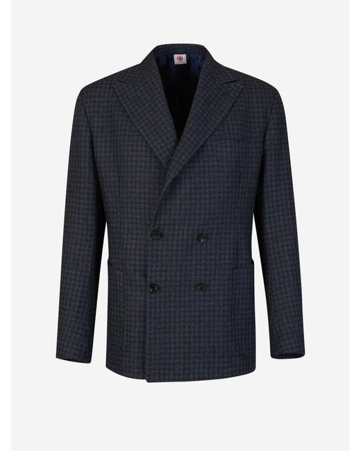 Luigi Borrelli Napoli Blue Checked Pattern Blazer for men
