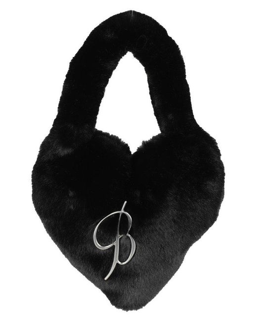Blumarine Black Logo Plaque Heart-shape Shoulder Bag
