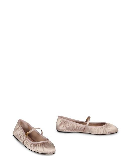 Dolce & Gabbana Pink Satin Ballet Flats