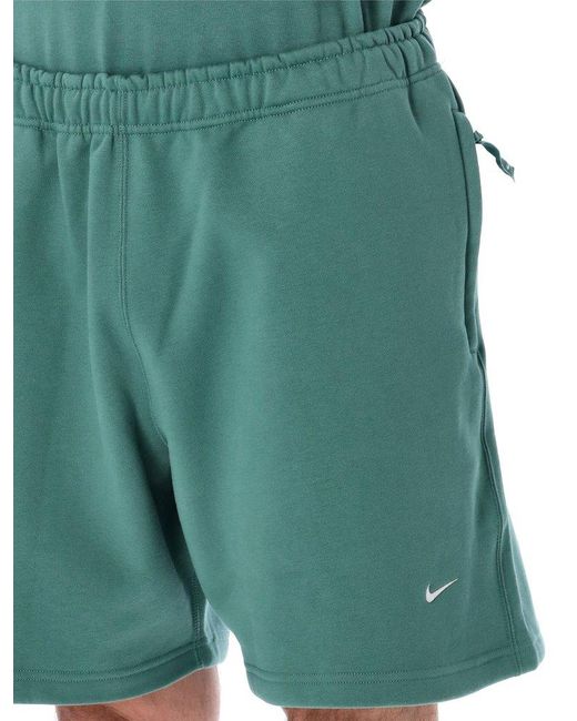 Nike Green Solo Swoosh Embroidered Fleece Shorts for men