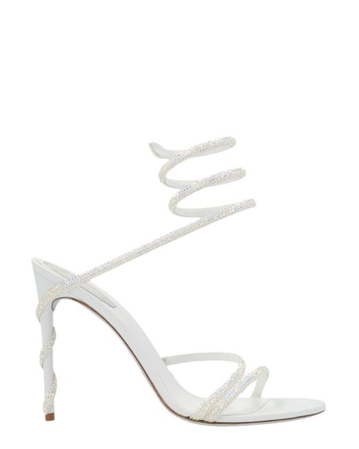 Rene Caovilla Leather RenÃ© Caovilla Margot Slip-on Sandals in Silver (Metallic) - Lyst