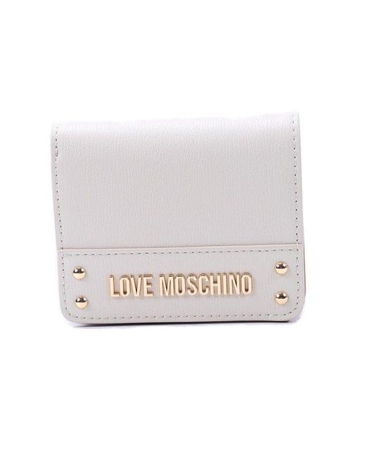 Love Moschino White Logo-plaque Press-stud Fastened Bi-fold Wallet