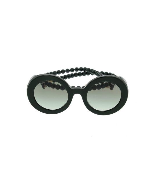 Chanel Green Round Frame Beaded Sunglasses