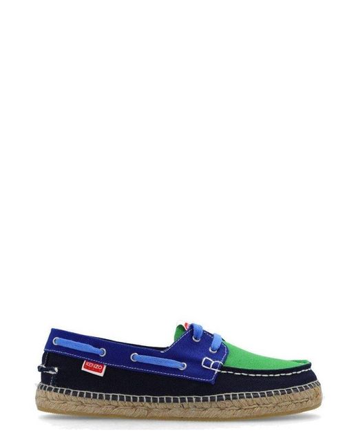 KENZO Green Colour-block Espadrille Boat Shoes