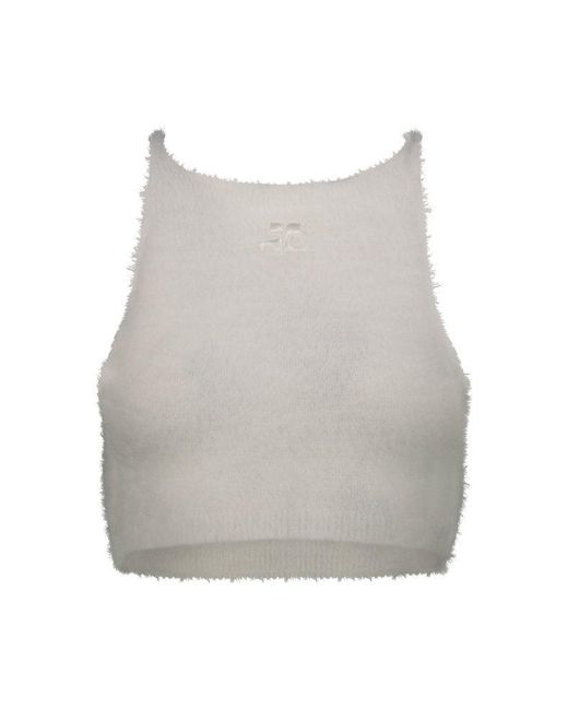 Courreges Crop Top In White Clothing in Grey | Lyst UK