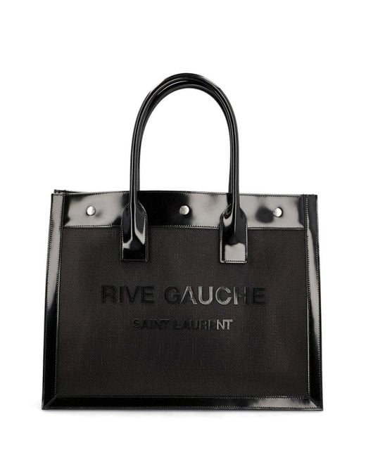 Saint Laurent Black Rive Gauche Small Mesh & Leather Tote
