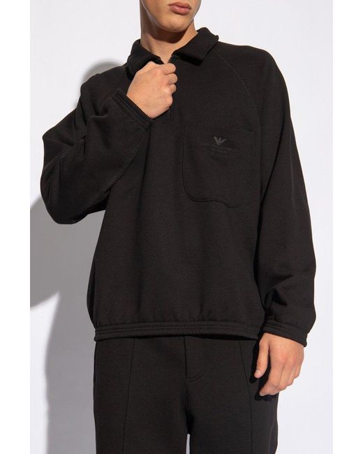 Emporio Armani Black Polo Sweatshirt, for men