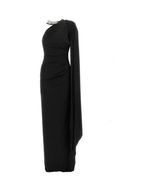Alexandre Vauthier Black Embellished One Shoulder Satin Gown