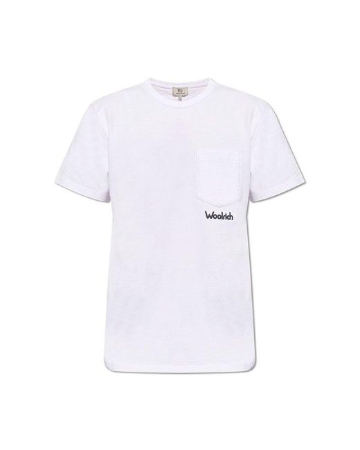 Woolrich White T-Shirt With Logo for men