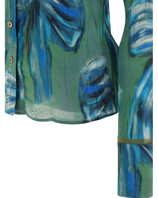 Acne Green "karen Kilimnik" Printed Shirt