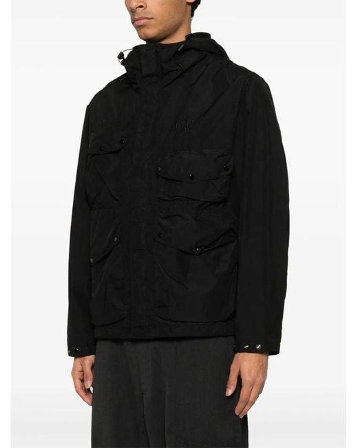 C P Company Black Goggle Hooded Jacket for men