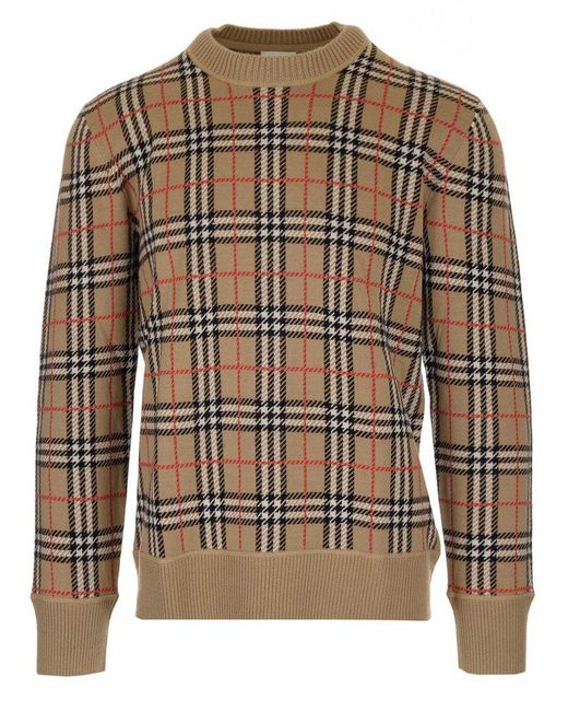 Burberry Natural Jacquard Check Print Sweater for men
