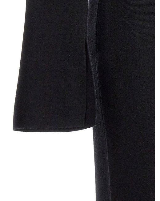 Twin Set Black Off-shoulder Ribbed-knitted Midi Dress