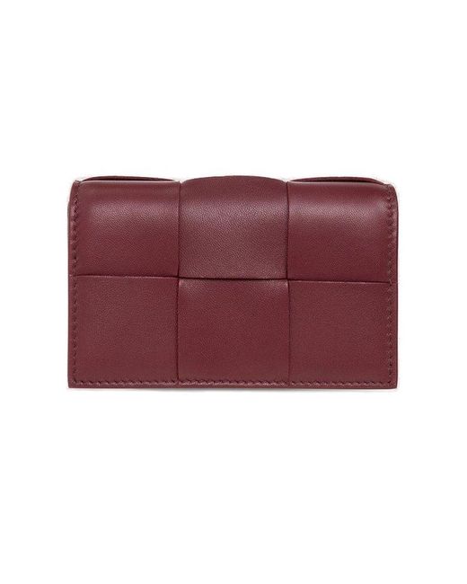 Bottega Intrecciato Business Card Holder in Red Lyst