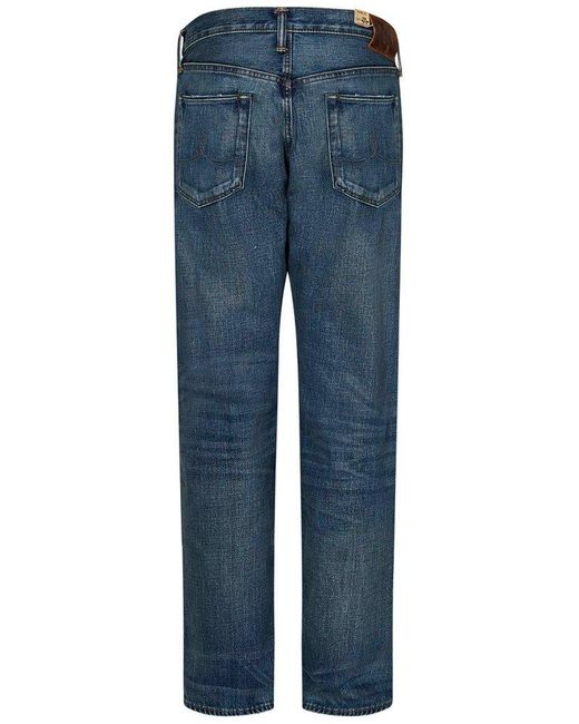 RRL Blue Low-Rise Straight-Leg Jeans for men