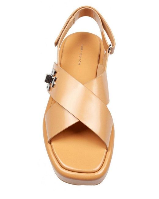 Tory Burch Brown Turnlock Platform Sandals