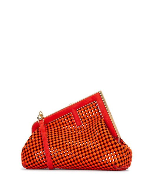 Fendi Red First Cut-out Small Clutch Bag