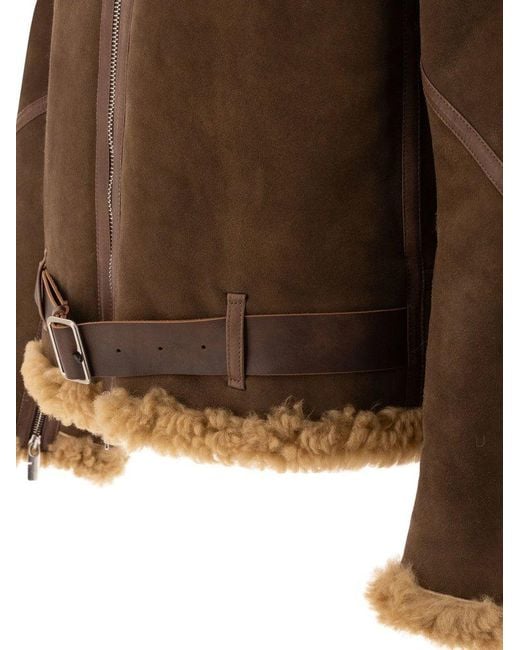 Burberry Brown Shearling Aviator Jacket for men